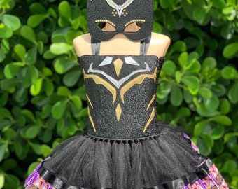 Black panther costume, black panther dress, shuri costume, kente African  print, black panther outfit, avengers costume, black panther mask
