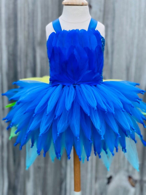 blue macaw party mini dress Midnight Macaw Fiesta Linen Blend Mini Dress