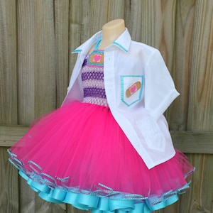 Doc mcstuffins dress, Doc mcstuffins tutu,  doc mcstuffins costume, doctor lab coat, doc mcstuffins birthday outfit, little girls dress