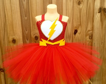 Flash Halloween costume,  flash tutu costume, flash tutu dress, super hero tutu, super hero costume, super hero birthday, super hero party