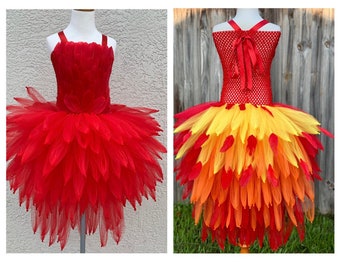 Phoenix costume, phoenix tutu, red parrot costume, fawkes costume, fawkes tutu, fire bird  costume, red bird costume, mythical character cos