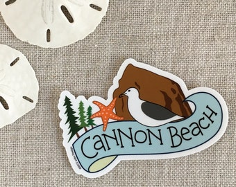 Cannon Beach Vinyl Sticker: Haystack Rock, Oregon Coast