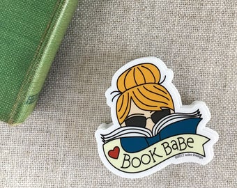 Book Babe Blonde Woman Vinyl Sticker / Reader Gift / Modern Sticker / Laptop Sticker / Book Sticker / Waterproof Sticker / Bookworm Gift