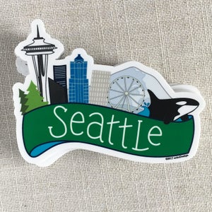 Seattle Skyline Vinyl Sticker / Seattle Washington Sticker / Modern Laptop Sticker / Waterproof Water Bottle Sticker / Cool Bumper Sticker