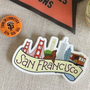Single Illustrated San Francisco vinyl sticker on neutral background.