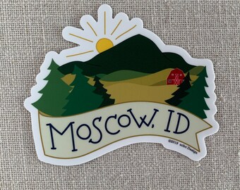 Moscow Idaho Vinyl Sticker / Idaho State Sticker / The Palouse Idaho / Laptop Sticker / Idaho Travel Sticker / Weather Resistant Sticker