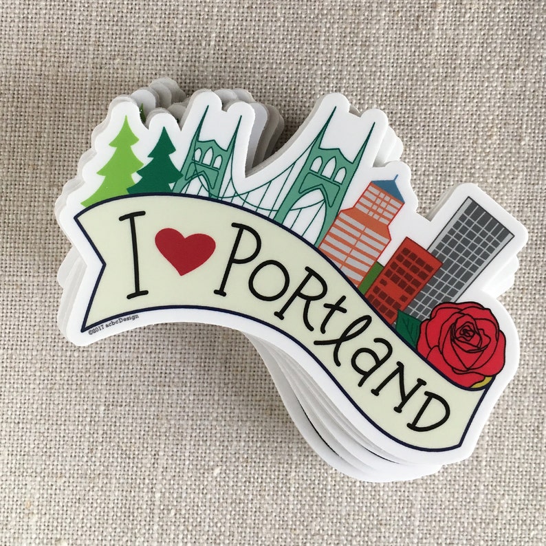 I Love Portland Vinyl Sticker / Cool Hand Lettered Design / Etsy