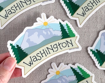 Washington Mt Rainier Vinyl Sticker / Washington Travel Sticker / Washington Travel Sticker / Water Bottle Sticker / Cool Laptop Sticker