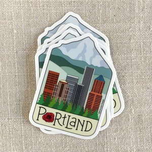 Portland City Vinyl Sticker / Downtown Portland Oregon Sticker / Illustrated Bumper Sticker / Fun Water Bottle Sticker / Cool Laptop Sticker
