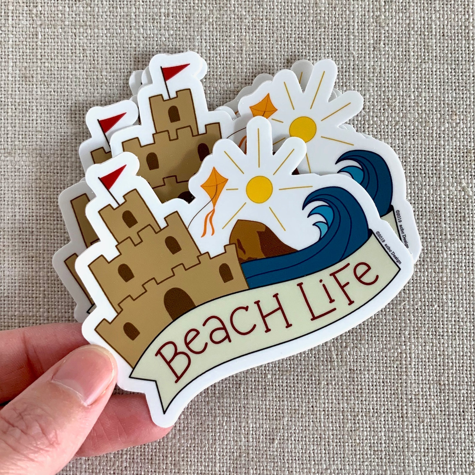 Beach Life Sandcastle Vinyl Sticker / Whimsical Illustrated | Etsy