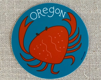 Oregon Crab Vinyl Sticker / Oregon State Sticker / Dungeness Crab / Fun Laptop Sticker / Cute Oregon Coast Sticker / Waterproof Sticker