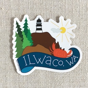 Ilwaco Washington Vinyl Sticker / Washington Coast Sticker / Cute Laptop Sticker / Washington Travel Sticker / Cape Disappointment Sticker