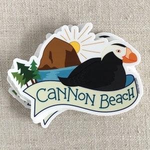 Cannon Beach Puffin Vinyl Sticker / Puffin Bird Sticker / Laptop Sticker / Oregon Coast Sticker / Oregon Travel Sticker / Waterproof Sticker