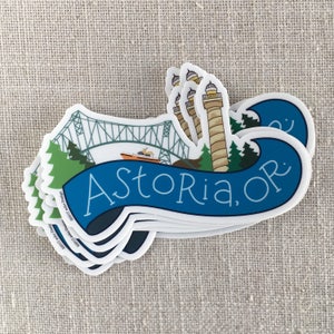 Astoria Oregon Vinyl Sticker / Oregon Coast Sticker / Astoria Column / Astoria Megler Bridge / Water Bottle Sticker / Oregon Laptop Sticker