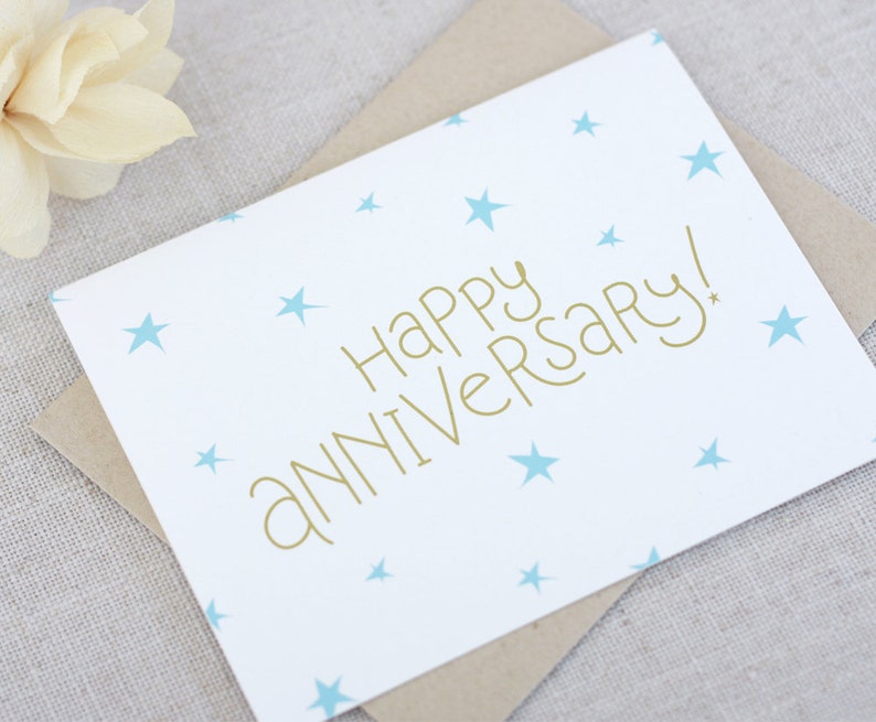 stars anniversary card happy anniversary hand lettered
