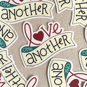 Love One Another Vinyl Sticker / Hand Lettered Design / Cool Sticker / Laptop Sticker / Water Bottle Sticker / Modern Bumper Sticker image 2