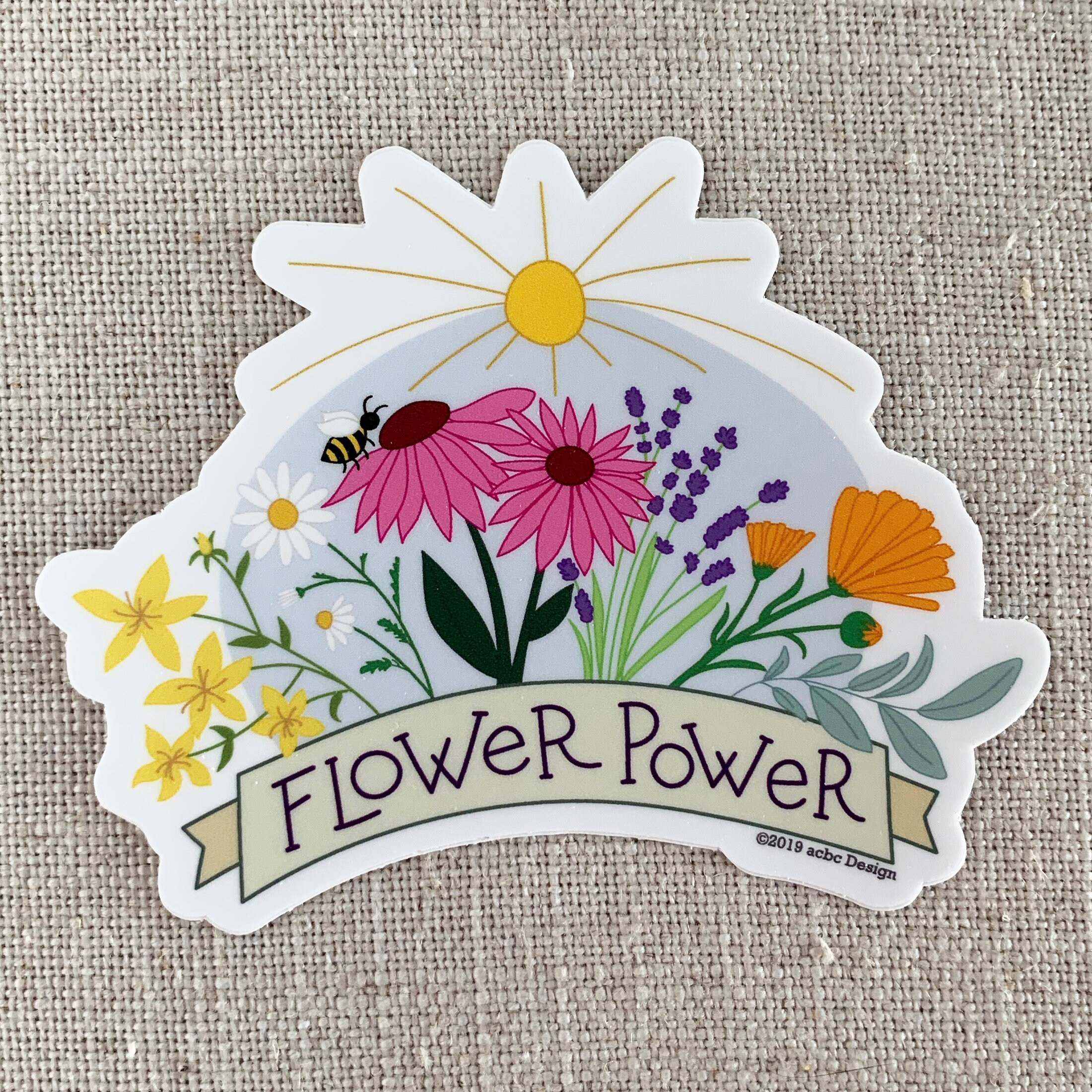 Hempflower Sticker Flower Power Vinyl Sticker / Illustrated Healing Flowers / Hippie ...