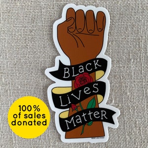 Black Lives Matter Rose Vinyl Sticker / Sticker voor het Goede Doel / Raciale Gelijkheid / Laptop Sticker / Waterdichte Sticker / Vaatwasser Veilig