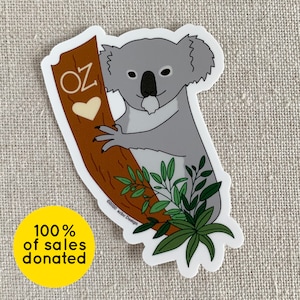 Australian Koala Vinyl Sticker / Australian Koala / Cute Illustrated Water Bottle Sticker / Cool Laptop Sticker / Fundraiser for WWF