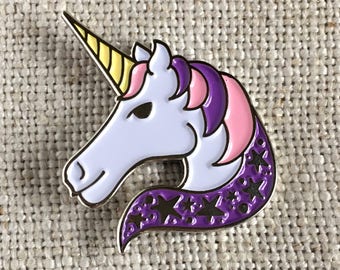 Unicorn Enamel Pin: Purple & Pink Star Design