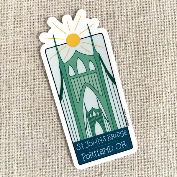 St Johns Bridge Portland Oregon Vinyl Sticker / Portland Bridges / Cute Laptop Sticker / Portland Memento Sticker / Dishwasher Safe Sticker