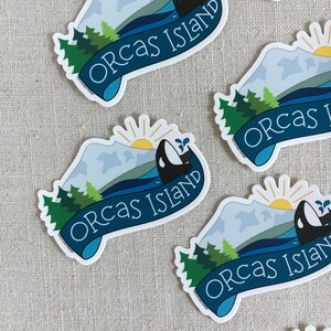 Orcas Island Washington Vinyl Sticker, Water Bottle Sticker, Laptop Sticker, PNW Illustrated Sticker, San Juan Islands, Olympic Mountains image 2