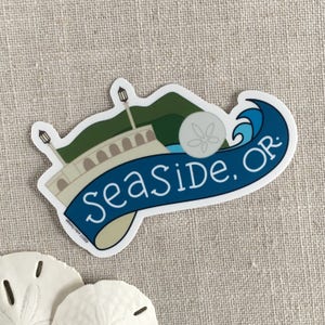 Seaside Oregon Vinyl Sticker / Beach Sticker / Modern Sticker / Laptop Sticker / Travel Sticker / Waterproof Sticker / Oregon Sticker