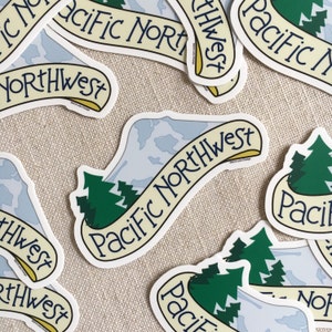 Pacific Northwest Vinyl Sticker / Hand Lettered Design / Modern Sticker / Laptop Sticker / Northwest Sticker / Mt Hood Sticker / Waterproof