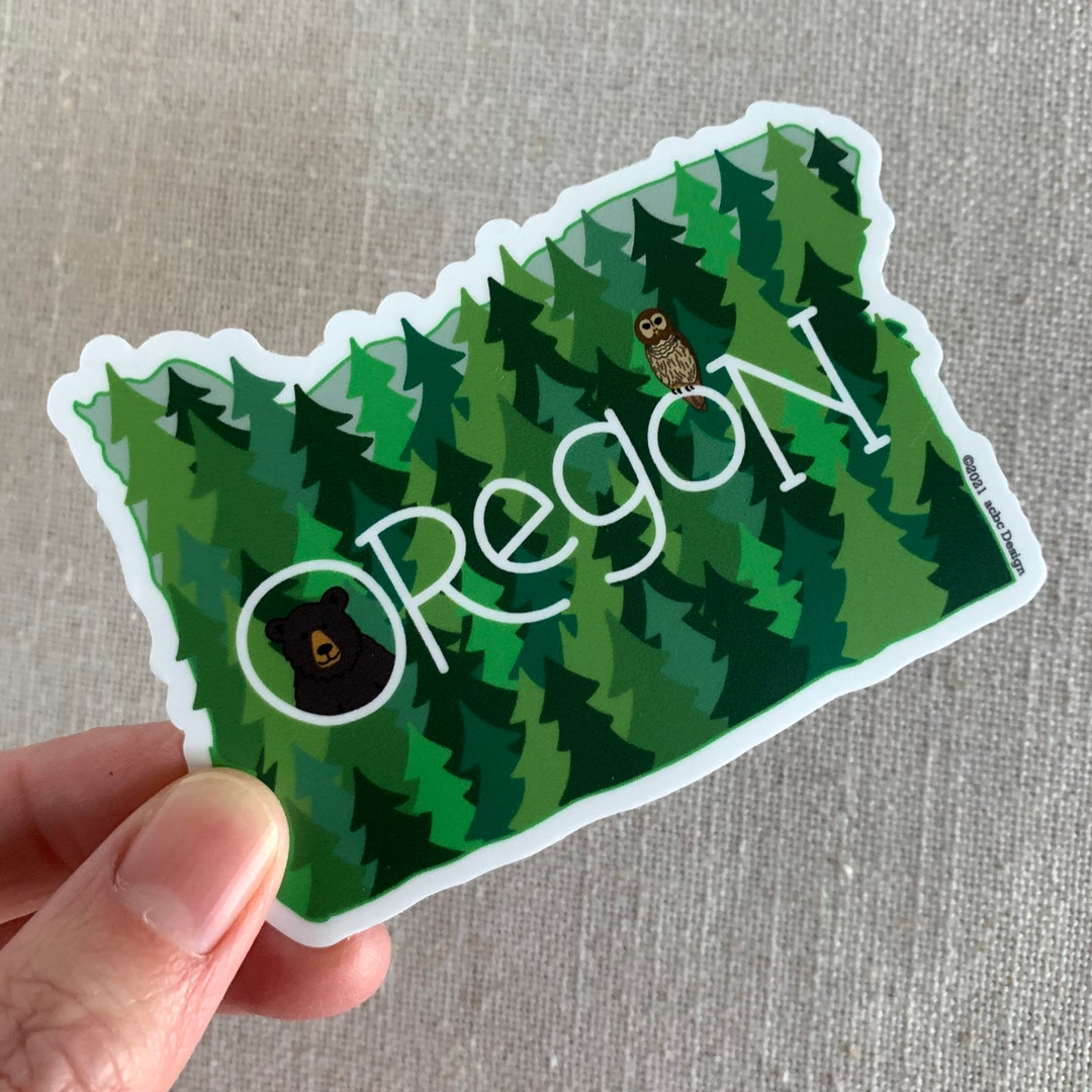 Sticker Bush Oregon Oregon Forests Illustrated Vinyl Sticker / Illustrated Black Bear ...
