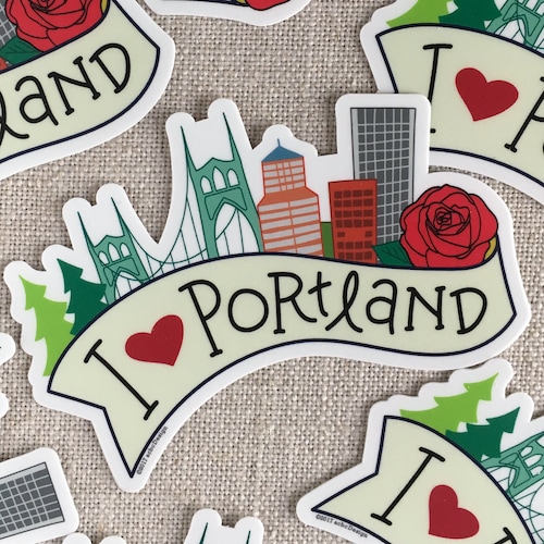 I Love Portland Vinyl Sticker / Cool Hand Lettered Design / Etsy