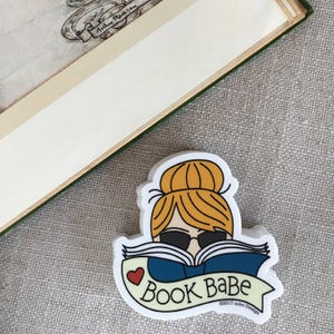 Book Babe Blonde Woman Vinyl Sticker / Reader Gift / Modern Sticker / Laptop Sticker / Book Sticker / Waterproof Sticker / Bookworm Gift image 4