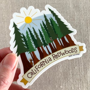 California Redwoods Vinyl Sticker / CA State Memento / Redwood Trees / Laptop Sticker / Fun Water Bottle Sticker / Waterproof Sticker