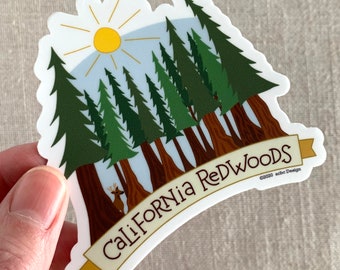 California Redwoods Vinyl Sticker / CA State Memento / Redwood Trees / Laptop Sticker / Fun Water Bottle Sticker / Waterproof Sticker