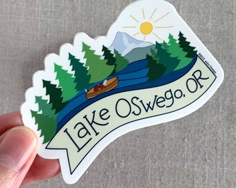 Lake Oswego Oregon Vinyl Sticker / Mt Hood / Oregon Sticker / Oregon Travel Sticker / Cute Water Bottle Sticker / Cool Oregon Laptop Sticker