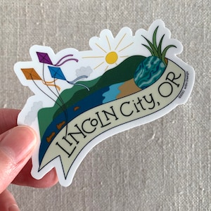 Lincoln City Oregon Vinyl Sticker / Oregon Travel / Laptop Sticker / Oregon Coast Sticker / Cute Oregon Sticker / Waterproof Sticker