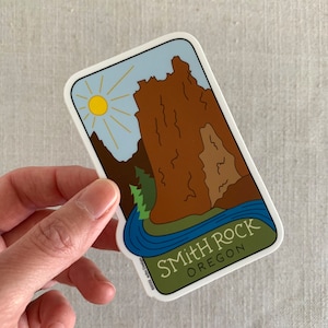 Smith Rock Oregon Illustrated Vinyl Sticker / Nature Lover Sticker / Cool Laptop Sticker / Waterproof Sticker / Oregon Travel Sticker