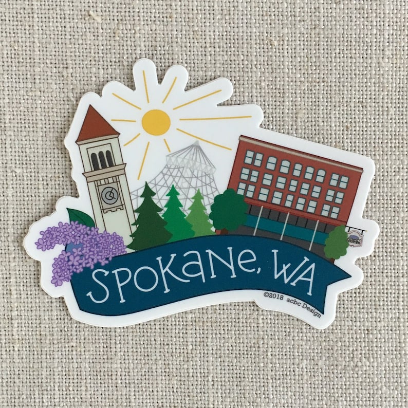 Spokane Sticker Spokane Washington Vinyl Sticker, Lilac City Travel Souvenir - Etsy
