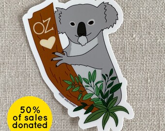 Australian Koala Vinyl Sticker / Australian Koala / Cute Illustrated Water Bottle Sticker / Cool Laptop Sticker / Fundraiser for WWF