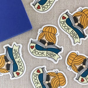 Book Babe Blonde Woman Vinyl Sticker / Reader Gift / Modern Sticker / Laptop Sticker / Book Sticker / Waterproof Sticker / Bookworm Gift image 2