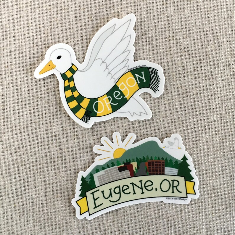 Eugene Oregon Vinyl Sticker / Downtown Eugene OR / Skinner Etsy