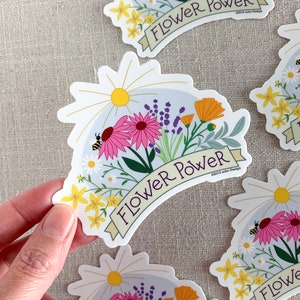 Flower Power Vinilo Pegatina / Flores Curativas Ilustradas / Hippie Sticker / Fun Water Bottle Sticker / Cool Laptop Sticker / Plant Lady