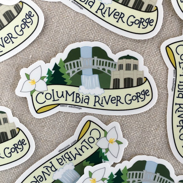 Columbia River Gorge Vinyl Sticker / Multnomah Falls Sticker / Laptop Sticker / Northwest Sticker / Oregon Sticker / Water Bottle Sticker