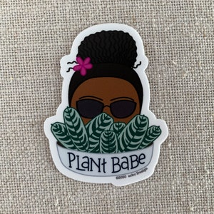 Plant Babe Black Woman Vinyl Sticker / Plant Lady Gift / Modern Sticker / Laptop Sticker / Woman Sticker / Gardener Sticker / Waterproof