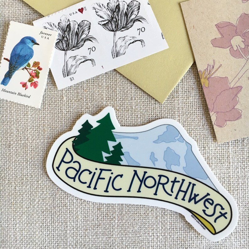 Pacific Northwest Vinyl Sticker / Hand Lettered Design / Etsy
