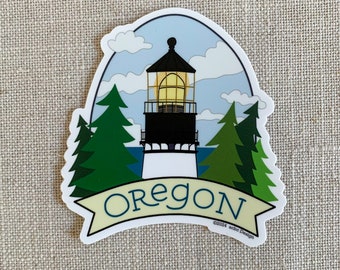 Oregon Lighthouse Yaquina Head Vinyl Sticker / Newport Oregon / Water Bottle Sticker / Cool Laptop Sticker / Oregon Travel Memento