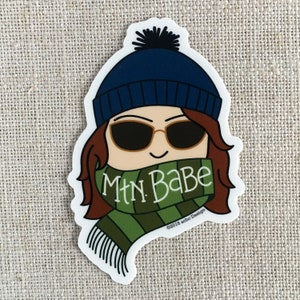 Mtn Babe Brunette Vinyl Sticker / Mountain Lady Sticker / Modern Sticker / Laptop Sticker / Girl Sticker / Waterproof Sticker / Gift for Her