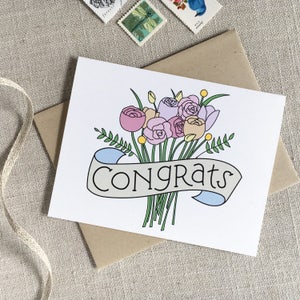 Félicitations Bouquet mariage illustré / carte de mariage fleurs fête / mariage Félicitations carte carte / Bridal Shower / jeune mariée pour être