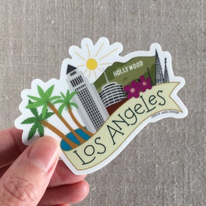 Los Angeles California Vinyl Sticker / Hollywood Hills / Southern California / Water Bottle Sticker / Cool Laptop Sticker / LA City Sticker