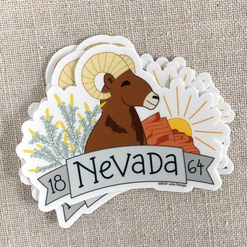 Nevada 1864 Vinyl Sticker / Nevada Big Horn Sheep / Waterproof Etsy