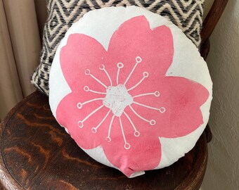 Cherry Blossom Custom Block Print Pillow